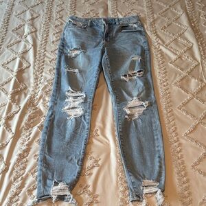 American Eagle Outfitters Light Blue Distressed Skinny Jeans
